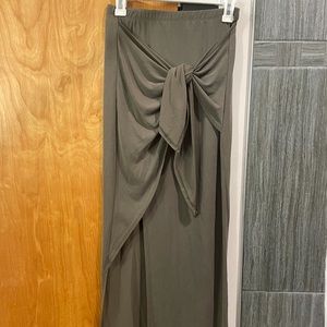 Women’s olive green high low skirt